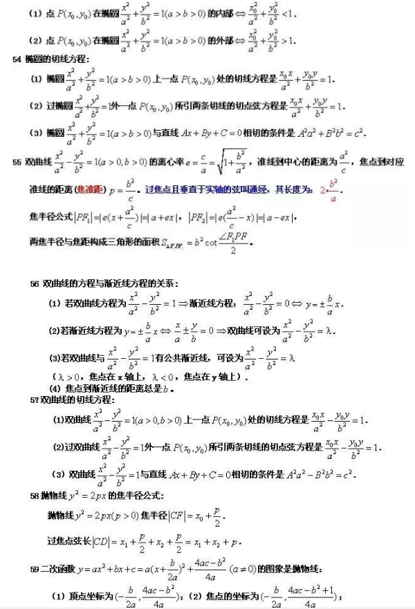 高中必背88个数学公式 高考必背重点数学公式