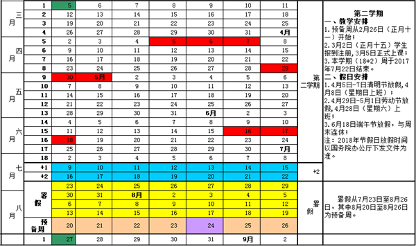 2018贵州高校暑假放假时间安排