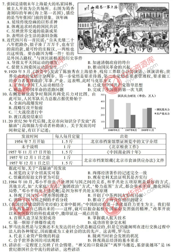 2018江苏高考历史试题原卷及答案【图片版】