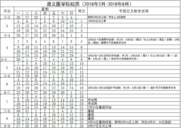 2018贵州高校暑假放假时间安排