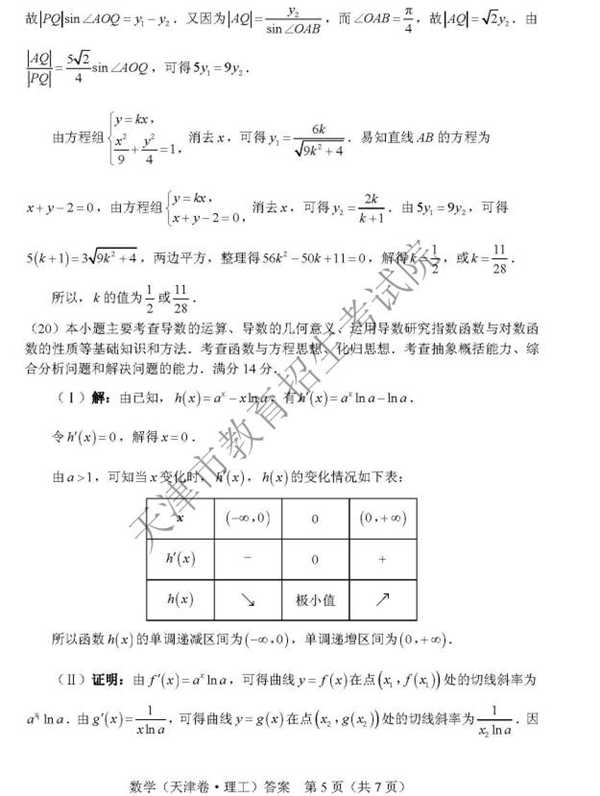 2018天津高考文科数学试题及答案【图片版】