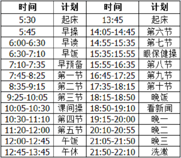 衡水中学高三学生逆袭复习计划表